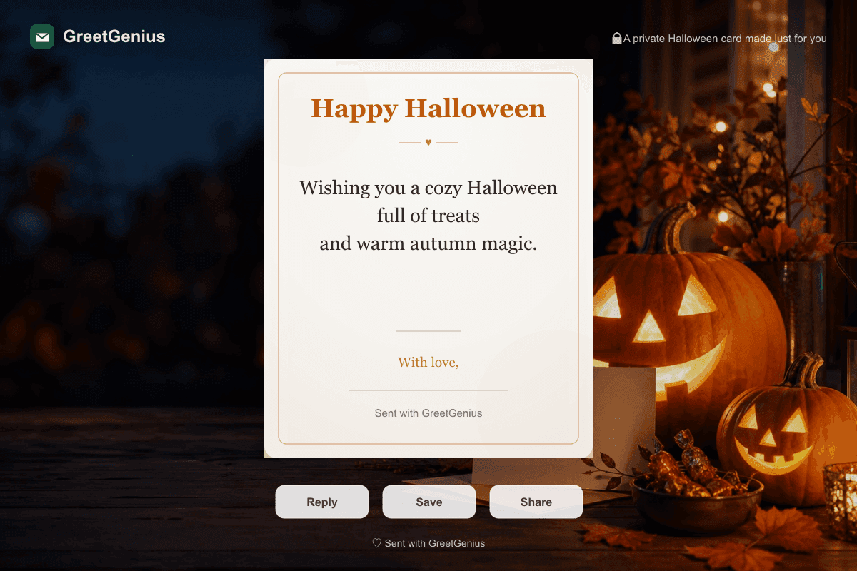 A beautiful personalized card opens on screen
